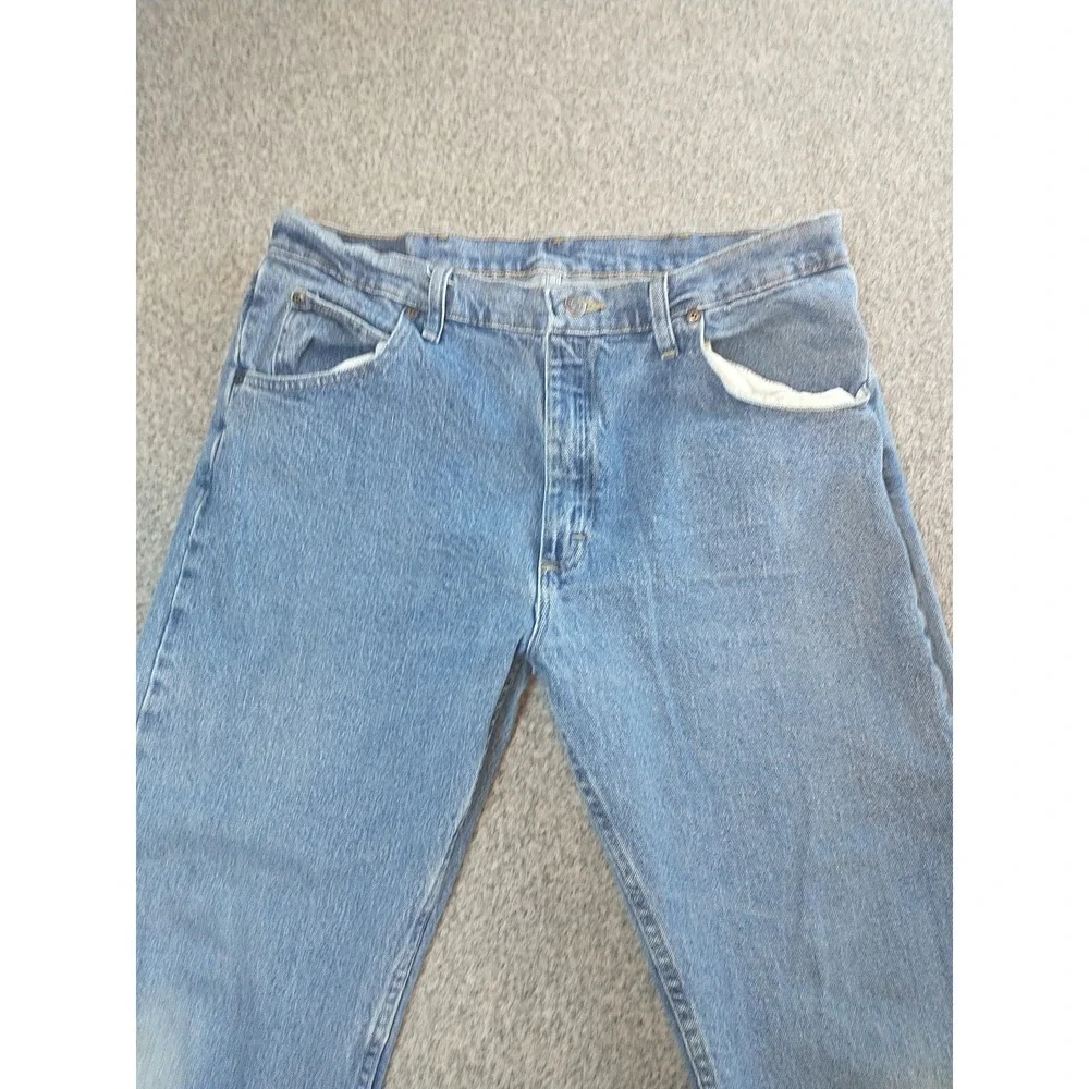 Wrangler Five Star Premium Denim Mens 34x30 Medium Wash Straight Jeans 1096FXVDB